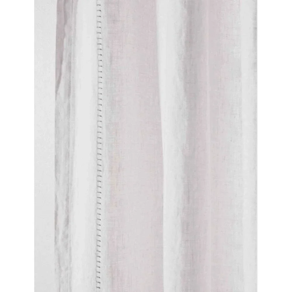 NWT Anthropologie Jazzy Linen Light Grey Curtain Edge Stitch 50